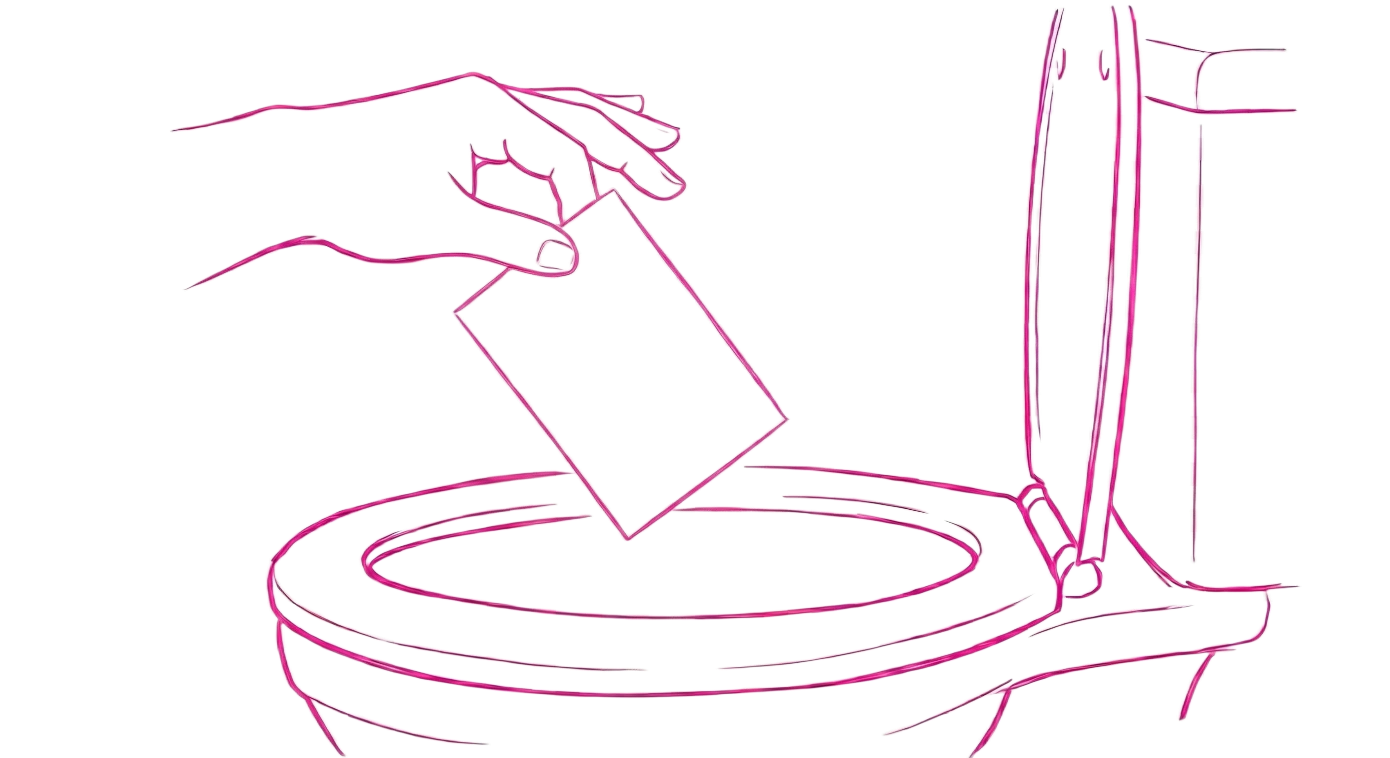 Hand dropping a Shiet sheet into toilet